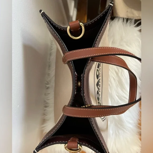 Coach Canvas Tote with Brown Leather Trim - Picture 15 of 16